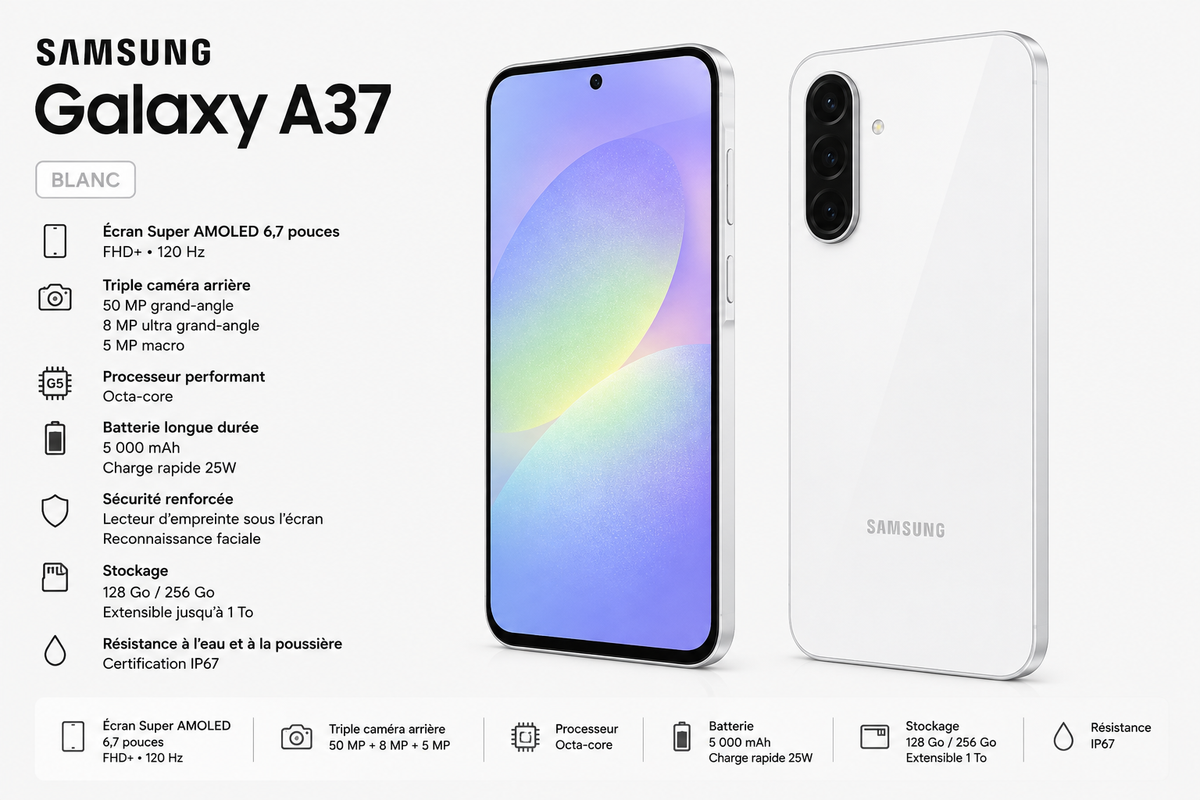 Samsung Galaxy A37 Neuf 128go – Blanc