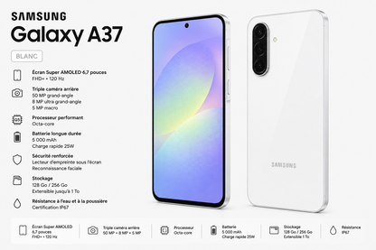 Samsung Galaxy A37 Neuf 128go – Blanc